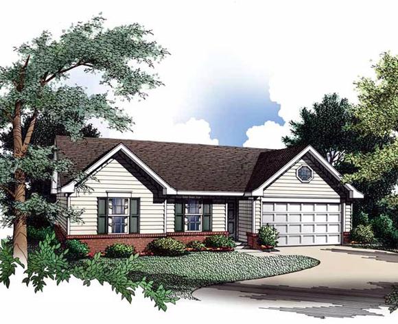 Ranch House Plan 93018 with 3 Beds, 2 Baths, 2 Car Garage Elevation