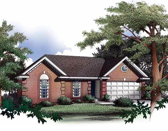 One-Story, Ranch House Plan 93020 with 3 Beds, 2 Baths, 2 Car Garage Elevation
