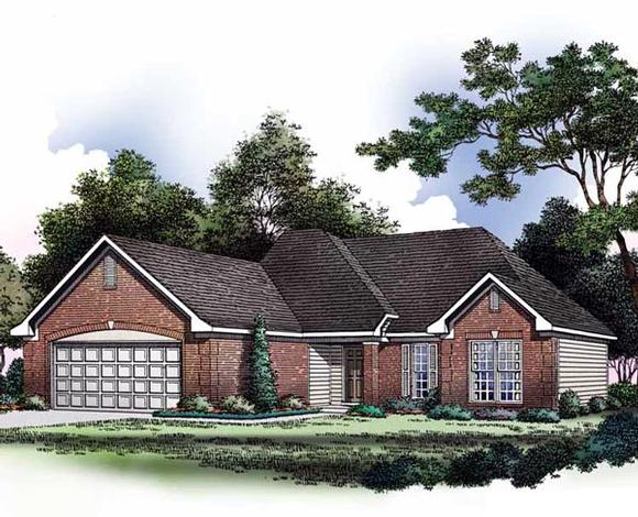 European, Traditional House Plan 93021 with 3 Beds, 2 Baths, 2 Car Garage Elevation