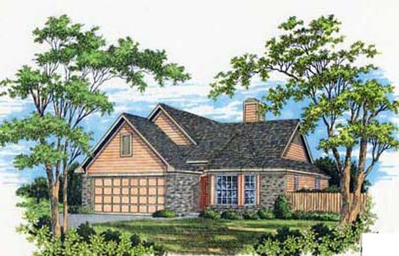 Ranch, Victorian House Plan 93024 with 3 Beds, 2 Baths, 2 Car Garage Elevation