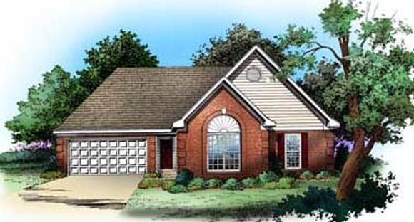 European, Traditional House Plan 93048 with 3 Beds, 2 Baths, 2 Car Garage Elevation