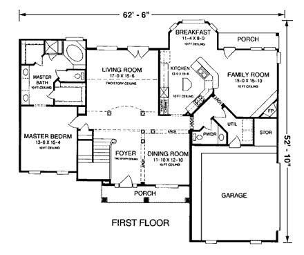 Country, Farmhouse House Plan 93057 with 4 Beds, 3 Baths, 2 Car Garage First Level Plan