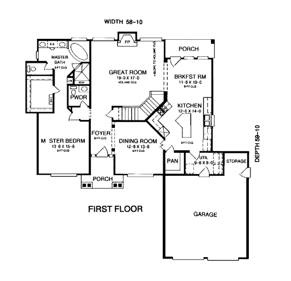 House Plan 93063 - Country Style with 2479 Sq Ft, 4 Bed, 2 Bath,