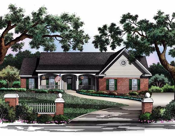 One-Story, Ranch House Plan 93085 with 3 Beds, 2 Baths, 2 Car Garage Elevation