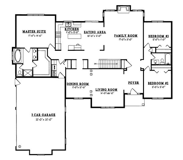 House Plan 93108 - European Style with 2350 Sq Ft, 3 Bed, 2 Bath