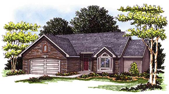 One-Story, Ranch House Plan 93120 with 3 Beds, 3 Baths, 2 Car Garage Elevation
