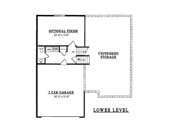 Cabin, Country House Plan 93122 with 2 Beds, 3 Baths, 2 Car Garage Lower Level Plan
