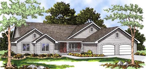 One-Story, Ranch House Plan 93193 with 3 Beds, 3 Baths, 3 Car Garage Elevation