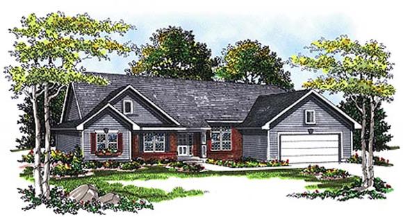 One-Story, Ranch House Plan 93194 with 3 Beds, 3 Baths, 3 Car Garage Elevation