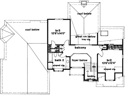 Cape Cod, Country House Plan 93305 with 3 Beds, 3 Baths Second Level Plan