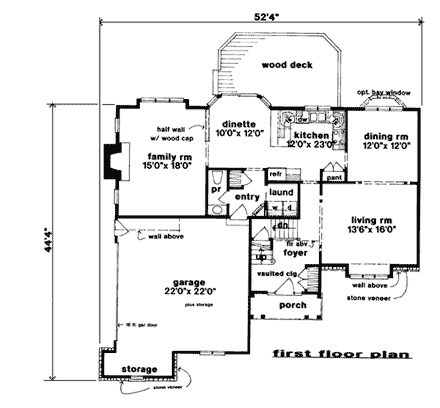 Country House Plan 93308 with 4 Beds, 3 Baths First Level Plan