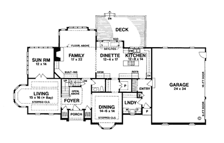 Country, Farmhouse, Tudor House Plan 93334 with 4 Beds, 4 Baths, 3 Car Garage First Level Plan