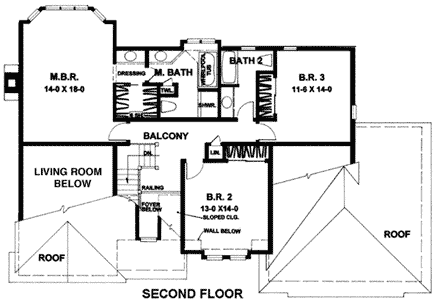 Bungalow, European, Tudor House Plan 93347 with 3 Beds, 3 Baths, 2 Car Garage Second Level Plan