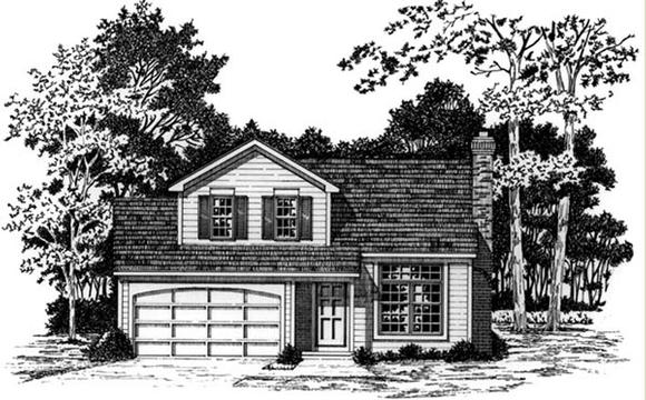 Country, Traditional House Plan 93359 with 3 Beds, 2 Baths, 2 Car Garage Elevation