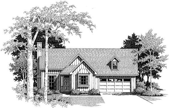 Cabin, One-Story, Ranch House Plan 93403 with 3 Beds, 2 Baths, 2 Car Garage Elevation