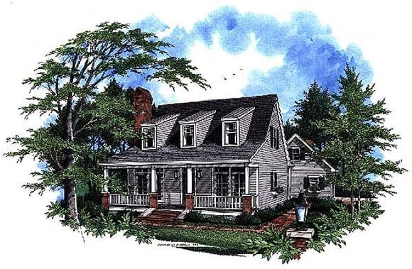 Cape Cod, Country House Plan 93412 with 3 Beds, 3 Baths, 2 Car Garage Elevation