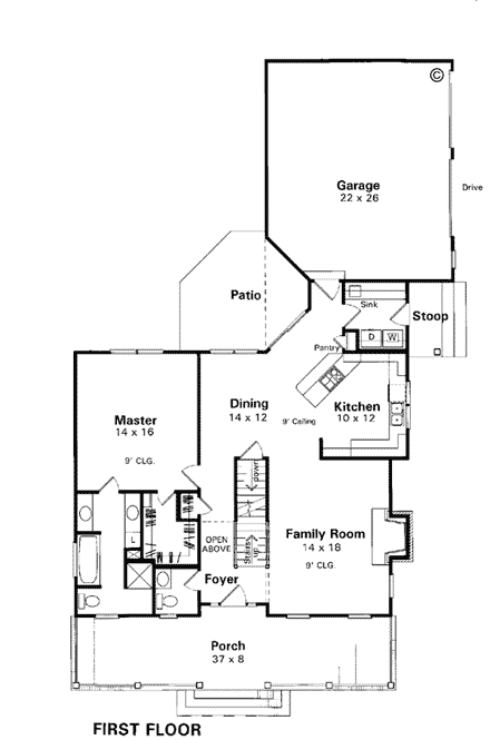 Country House Plan 93413 with 3 Beds, 3 Baths, 2 Car Garage First Level Plan