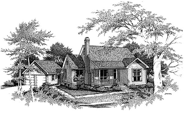 Cabin, Country, One-Story House Plan 93414 with 3 Beds, 2 Baths, 2 Car Garage Elevation