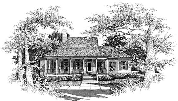 Country, One-Story House Plan 93419 with 3 Beds, 2 Baths, 2 Car Garage Elevation