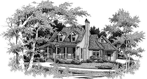 Cape Cod, Country House Plan 93423 with 3 Beds, 3 Baths, 2 Car Garage Elevation