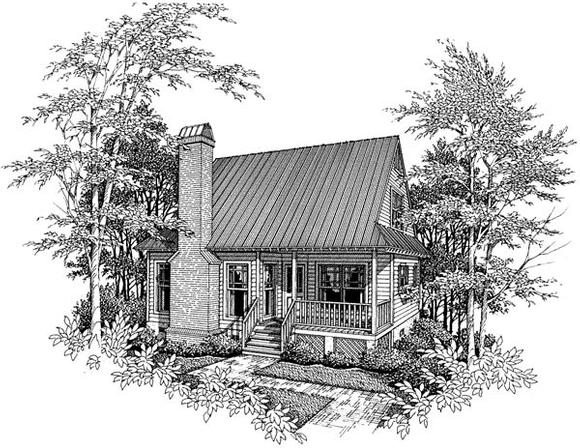 Cabin, Cape Cod House Plan 93424 with 3 Beds, 1 Baths Elevation