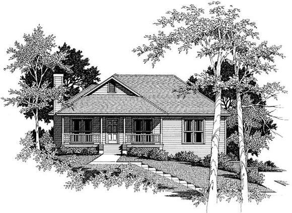 Country, European House Plan 93429 with 3 Beds, 2 Baths, 2 Car Garage Elevation