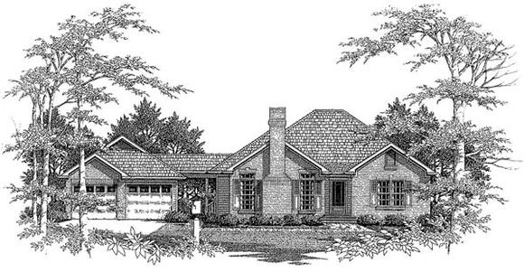 European House Plan 93430 with 3 Beds, 2 Baths, 2 Car Garage Elevation