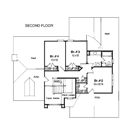 European House Plan 93434 with 4 Beds, 3 Baths, 2 Car Garage Second Level Plan