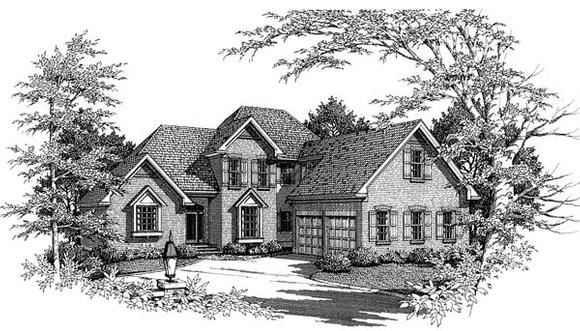 Country, European, Farmhouse House Plan 93435 with 3 Beds, 3 Baths, 2 Car Garage Elevation