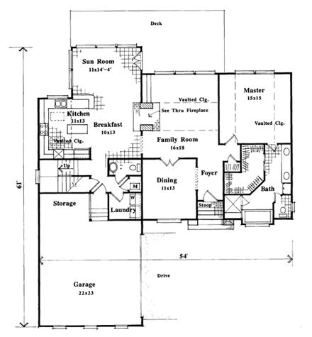European House Plan 93437 with 3 Beds, 3 Baths, 2 Car Garage First Level Plan