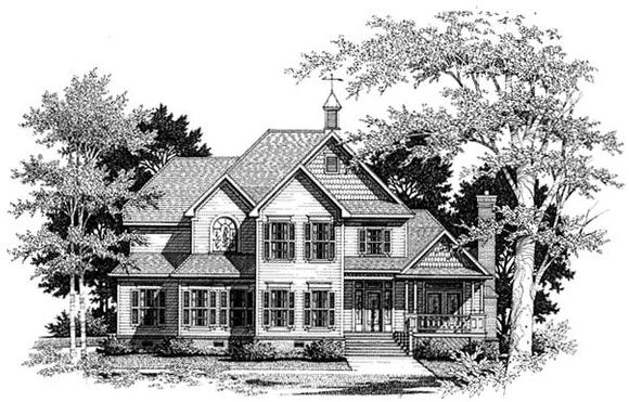 Country, Farmhouse, Southern House Plan 93439 with 4 Beds, 4 Baths, 2 Car Garage Elevation