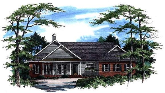 One-Story, Ranch House Plan 93440 with 3 Beds, 3 Baths, 2 Car Garage Elevation