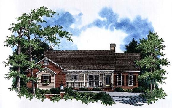 One-Story, Ranch House Plan 93441 with 4 Beds, 3 Baths, 2 Car Garage Elevation