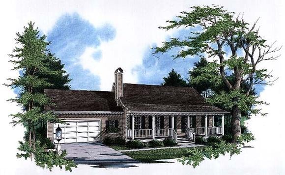 Country, One-Story, Ranch House Plan 93449 with 3 Beds, 2 Baths, 2 Car Garage Elevation