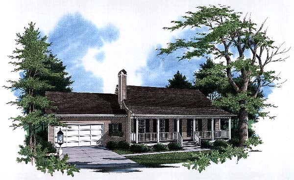 Country, One-Story, Ranch House Plan 93449 with 3 Beds, 2 Baths, 2 Car Garage Elevation