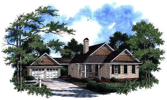 Bungalow, Country, One-Story House Plan 93470 with 3 Beds, 2 Baths, 2 Car Garage Elevation