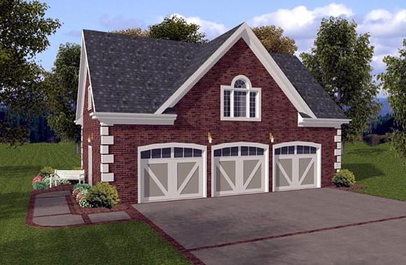 3 Car Garage Apartment Plan 93471 with 1 Beds, 1 Baths Elevation