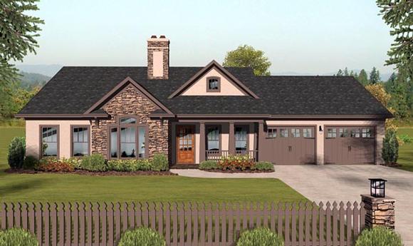 Country, Ranch House Plan 93484 with 3 Beds, 2 Baths, 2 Car Garage Elevation