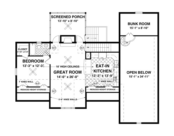 Craftsman 3 Car Garage Apartment Plan 93485 with 1 Beds, 3 Baths, RV Storage Level Two