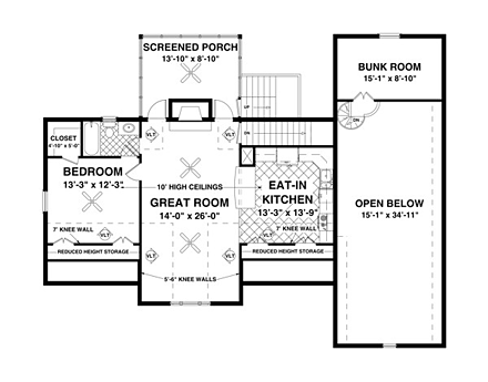 Craftsman 3 Car Garage Apartment Plan 93485 with 1 Beds, 3 Baths, RV Storage Second Level Plan