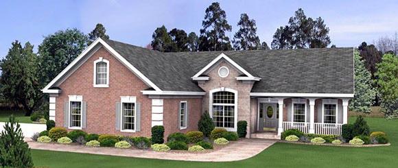 Ranch, Traditional House Plan 93486 with 3 Beds, 3 Baths, 3 Car Garage Elevation