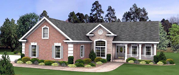 Ranch, Traditional House Plan 93486 with 3 Beds, 3 Baths, 3 Car Garage Elevation