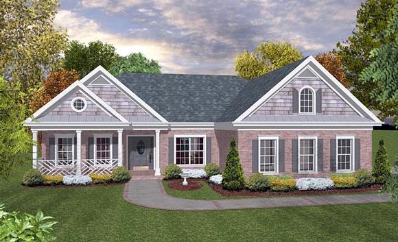 Ranch, Traditional House Plan 93487 with 3 Beds, 2 Baths, 2 Car Garage Elevation