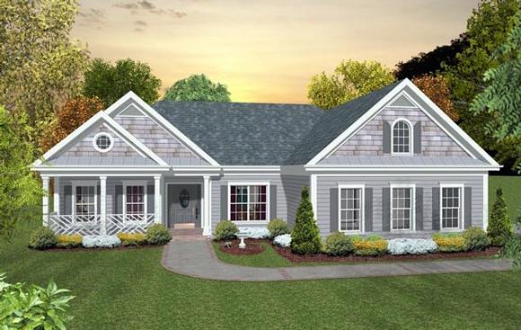 Ranch, Traditional House Plan 93489 with 3 Beds, 2 Baths, 1 Car Garage Elevation