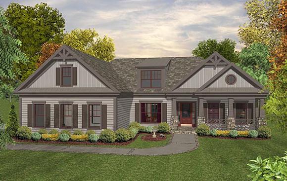 Cottage, Country, Craftsman House Plan 93491 with 3 Beds, 2 Baths, 1 Car Garage Elevation
