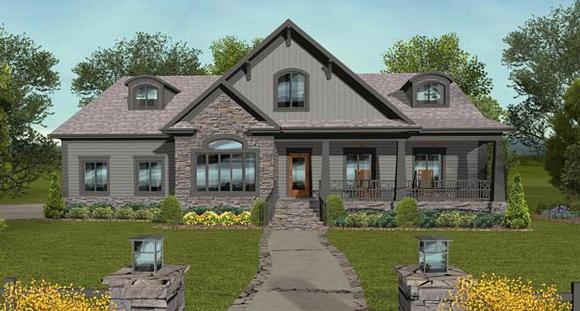Bungalow, Country, Craftsman House Plan 93495 with 4 Beds, 3 Baths, 3 Car Garage Elevation