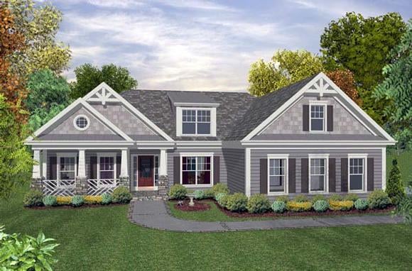 Craftsman, Traditional House Plan 93499 with 3 Beds, 2 Baths, 2 Car Garage Elevation