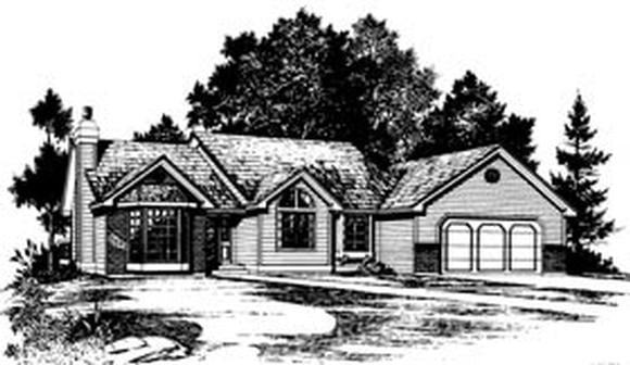Ranch House Plan 93906 with 3 Beds, 2 Baths, 2 Car Garage Elevation