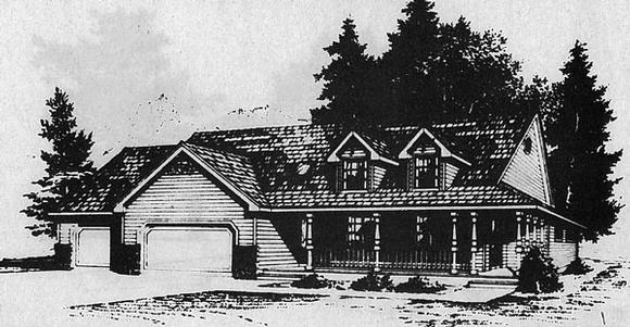 Cape Cod, Country House Plan 93909 with 3 Beds, 2 Baths, 3 Car Garage Elevation