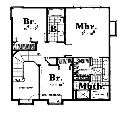 European, Traditional House Plan 93910 with 3 Beds, 3 Baths Second Level Plan